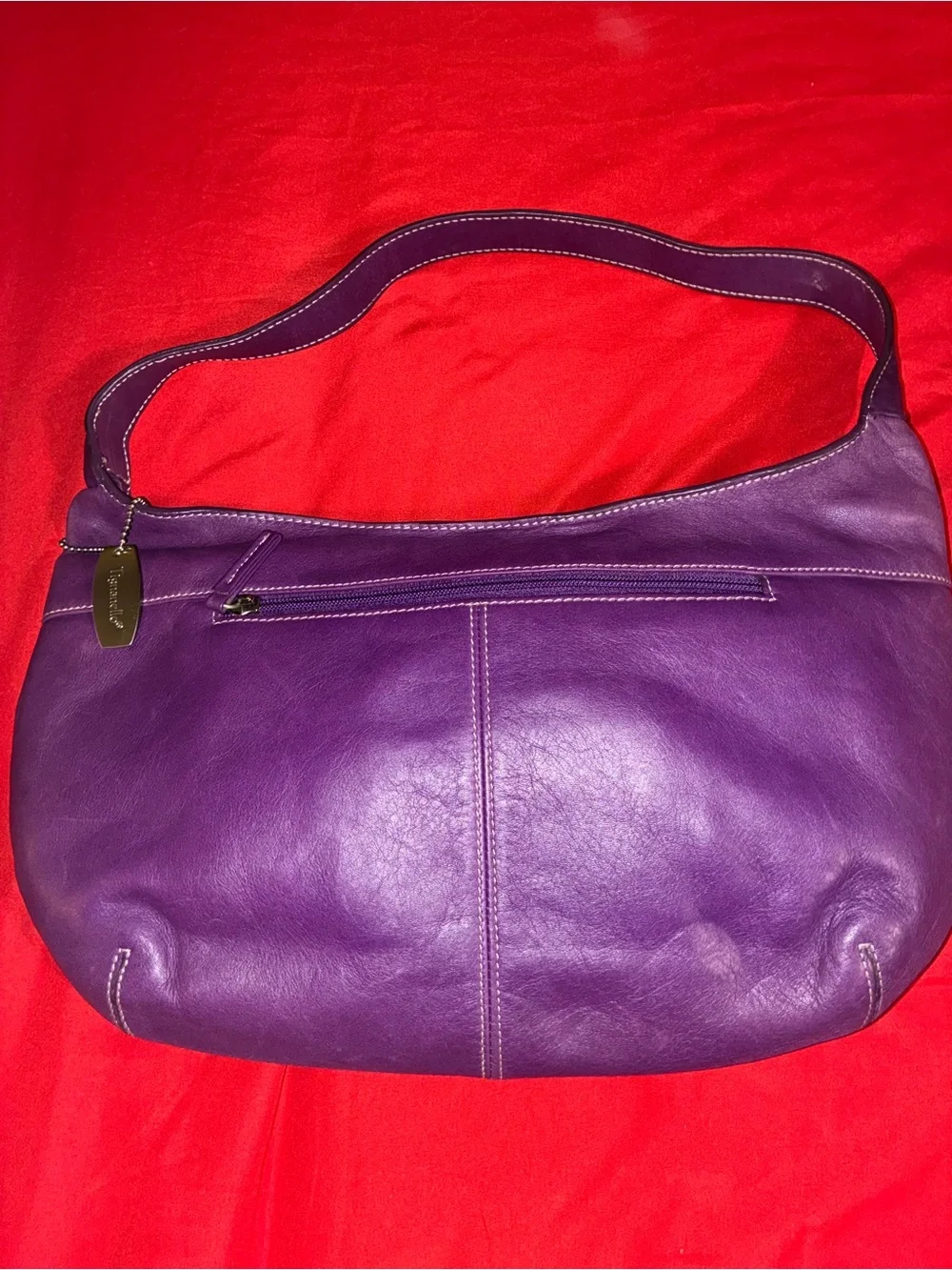 Tignanello Purple Leather Hobo Shoulder Bag
